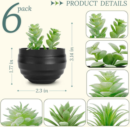 Der Rose Set of 6 Succulents Plants Artificial in Pots Small Fake Plants for Bedroom Aesthetic Living Room Shelf Bathroom Decor Office Desk Accessories