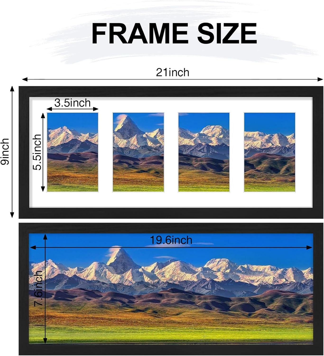 Vittanly 11x14 Collage Picture Frame, Displays 5Pcs 4x6 Pictures with Mat or 1Pcs 11x14 without Mat for Wall Mounting, Picture Frames Collage Wall Decor in Black, 1 Pack