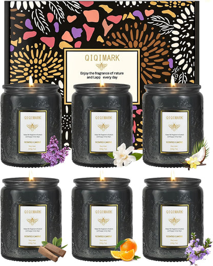 Mother’s Day Candles Gift Set for Mom, Natural Soy Wax Scented Jar Candles 6-Pack, Aromatherapy Candles for Home, 42oz 300 Hours Long Lasting, Gifts for Women