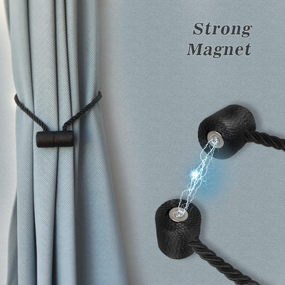 Hion Magnetic Curtain Tiebacks Black 2pcs, Curtain Tiebacks Buckles Holdbacks Holders Hooks Clip for Home Outdoor Bedroom Office Decorative Curtain