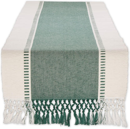DII Dobby Stripe Woven Table Runner, 13x72-inch, French Blue
