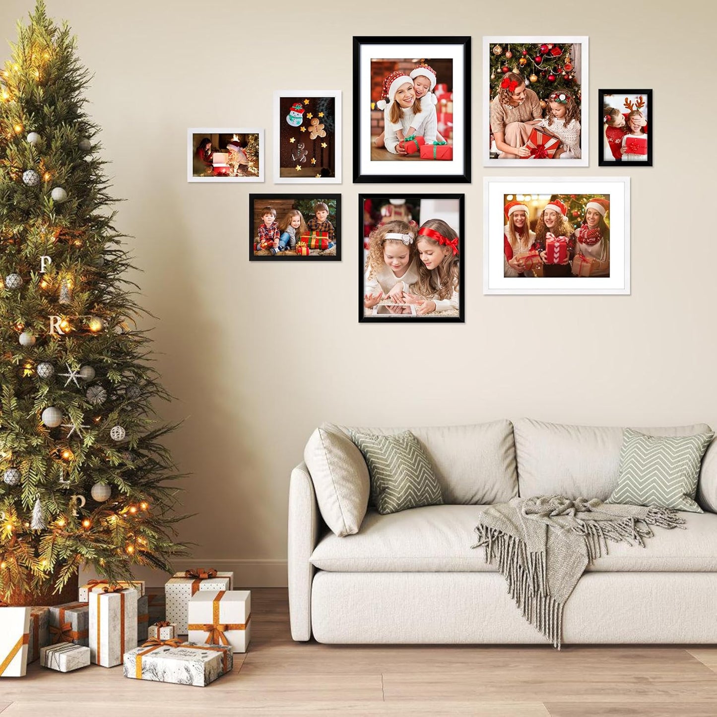 FIXSMITH 10 Pack Picture Frames Collage Wall Decor for Mounting or Tabletop Display, Gallery Wall Frame Set with Two 8x10 Black Frames, Four 5x7 Frames and Four 4x6 Frames, Multi-Pack Photo Frame Set