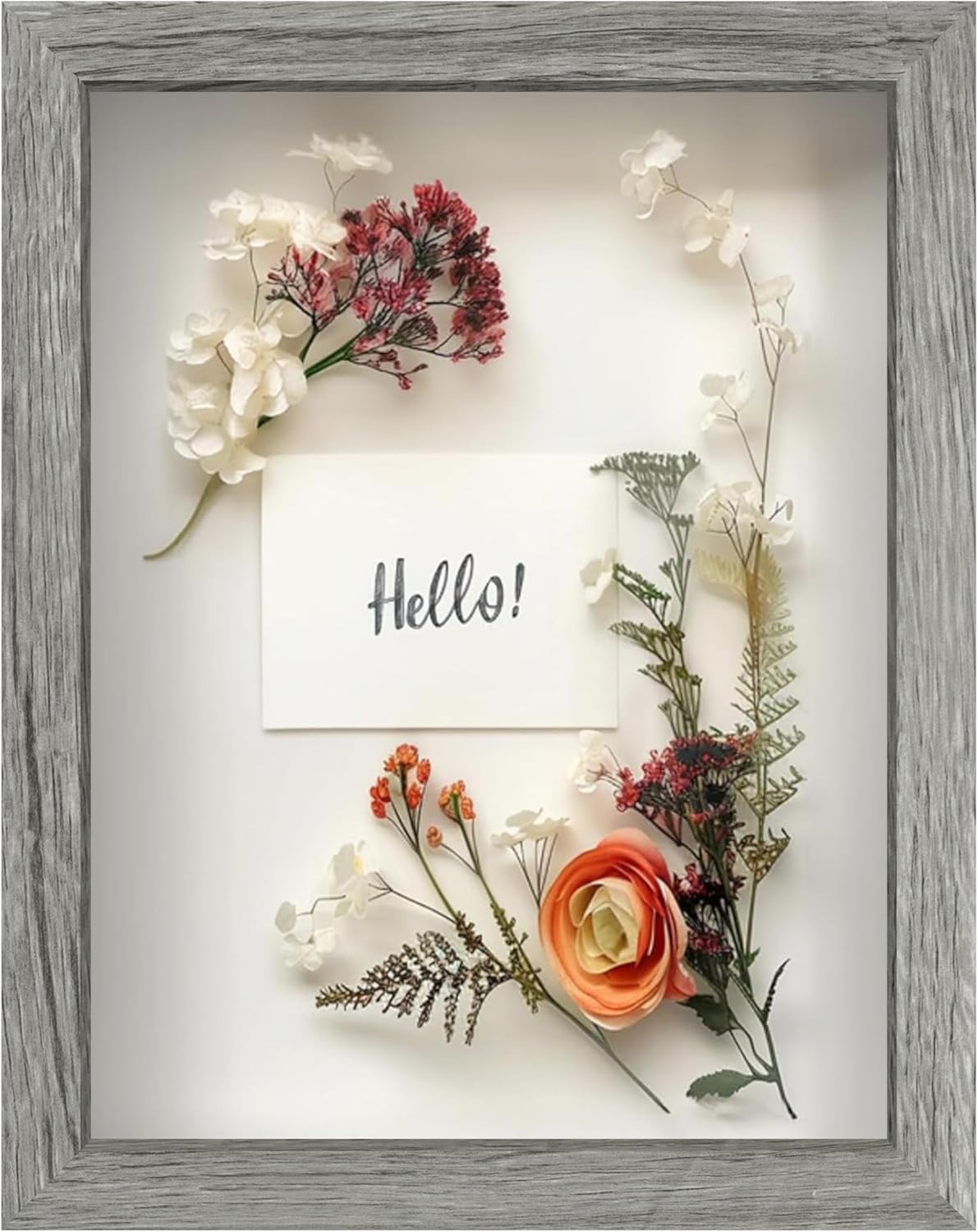 FrameWorks 11” x 14” Dark Oak Wooden Shadow Box Frame – Display Case with Soft Felt Back, Memory Box with Tempered Glass, Display Box with Elegant White Ball Push Pins, Wooden Flower Box