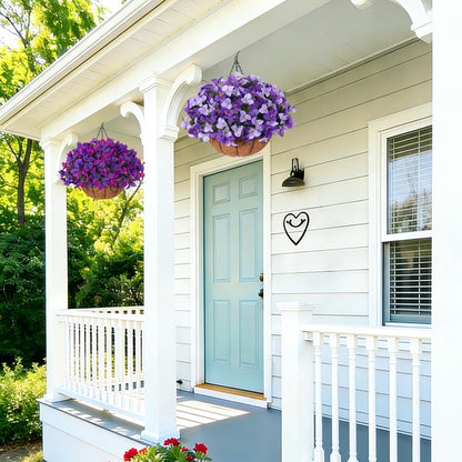 Artificial Hanging Flowers Faux Plants Basket for Outdoors Spring Summer Decor, Fake Silk Bougainvillea in Planter Outdoor Look Real UV Resistant Faux Flower for Outside Porch Patio Garden Home, White