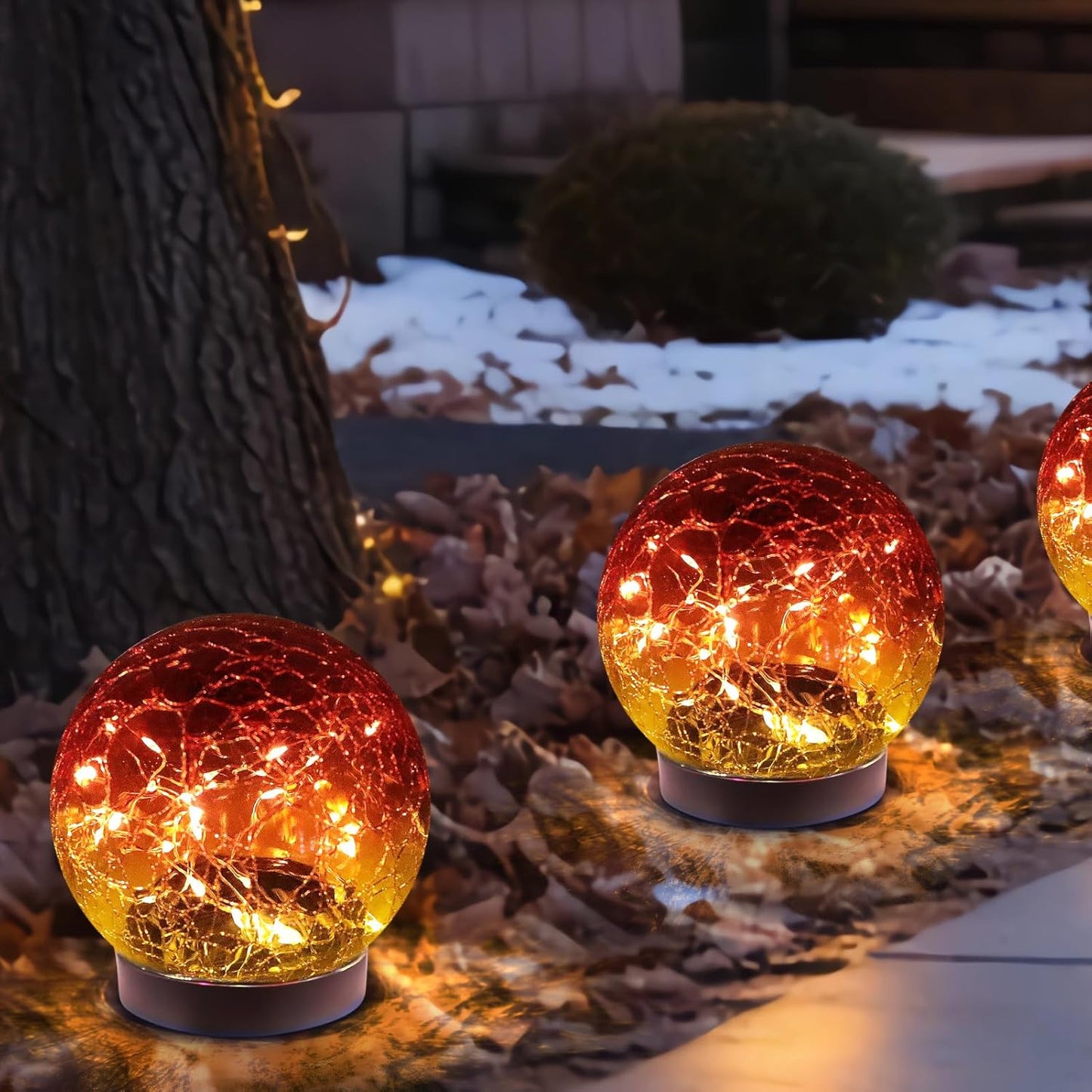 MLKNK Solar Globe Lights Outdoor Waterproof-Solar Balls-Solar Garden Lights-Orbs for Outside 2 Pack Cracked Glass Ball for Lawn Patio Yard Backyard Decorations