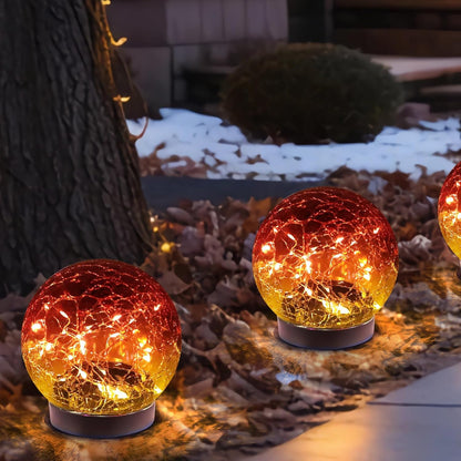 MLKNK Solar Globe Lights Outdoor Waterproof-Solar Balls-Solar Garden Lights-Orbs for Outside 2 Pack Cracked Glass Ball for Lawn Patio Yard Backyard Decorations