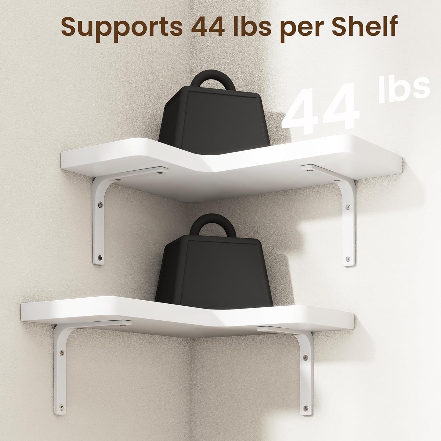 Venusmiles Corner Floating Shelves Set of 4, Wall Mounted L-Shaped Storage - Maximize Unused Corner Space in Bathroom, Kitchen, Bedroom, Office, Dark Carbonized