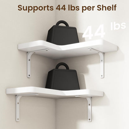 Venusmiles Corner Floating Shelves Set of 4, Wall Mounted L-Shaped Storage - Maximize Unused Corner Space in Bathroom, Kitchen, Bedroom, Office, Dark Carbonized
