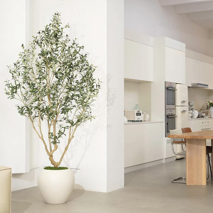 LYERSE Olive Trees Artificial Indoor - Faux Olive Tree 7ft with Olive Branches and Lifelike Fruits - Fake Olive Tree 7 Feet for Modern Home Office House Living Room Decor Indoor