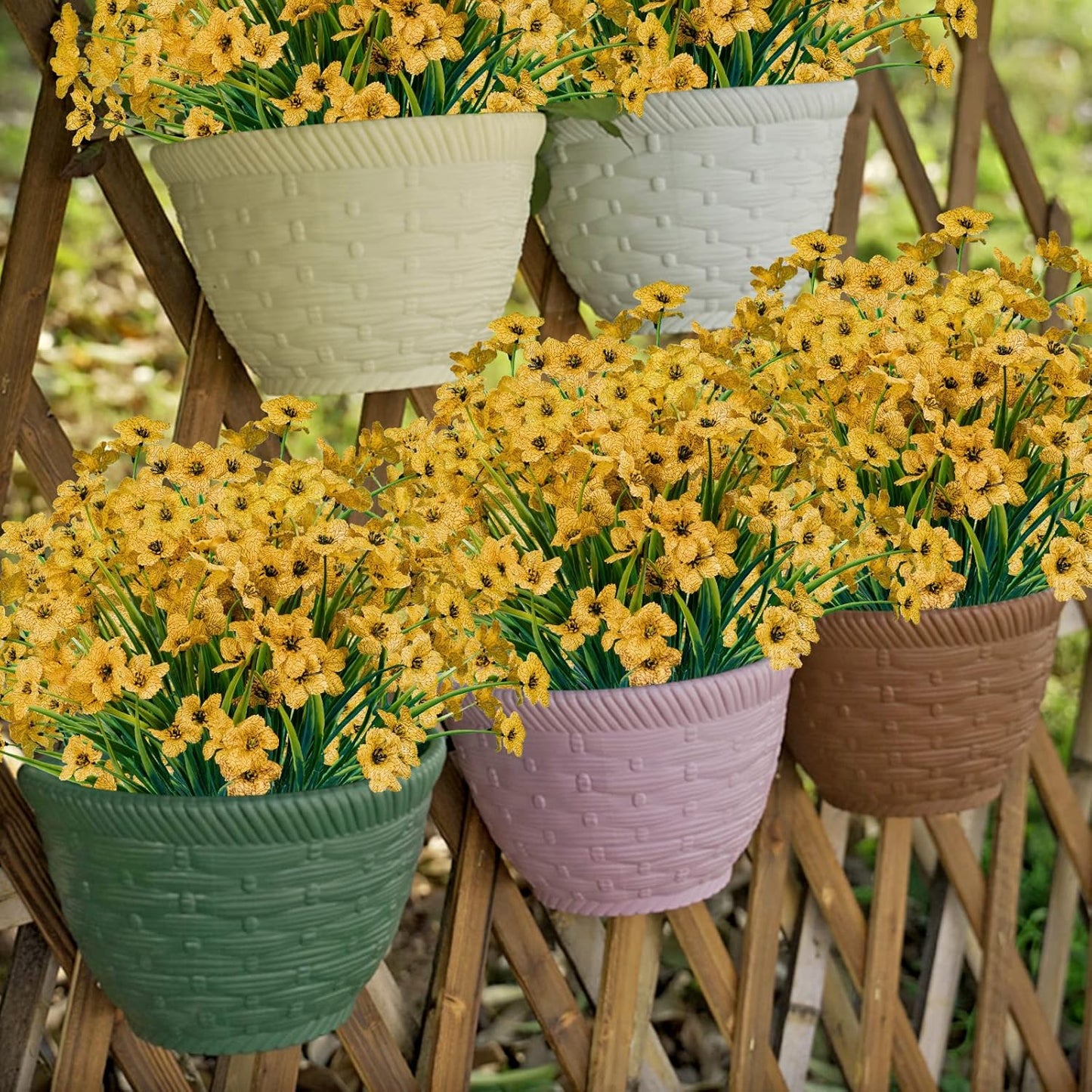 Lnoicy Artificial Greenery Plants Outdoor UV Resistant Fake Plants Boxwood Shrubs Grass,20 Bundles for Farmhouse Home Garden Office Patio Backyard Wedding and Indoor Outdoor Decoration