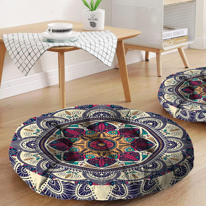 Mandala Meditation Cushion, Boho Meditation Mat, Meditation Pillows for Sitting on Floor, Cushions for Sitting in Home and Outdoor, Square Floor Pillow Cushion Seating for Yoga Accessories 22'' X 22''