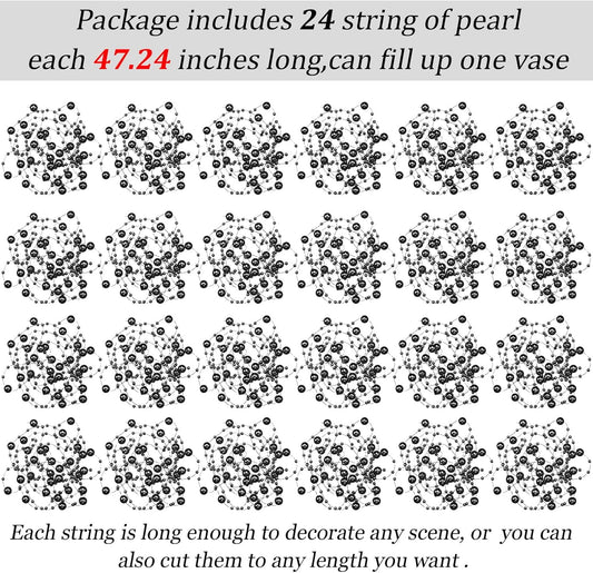 Tondiamo 24 Pcs Artificial Pearl String for Floating Candle Faux Pearls Beads String Garland Centerpiece Decoration for Vases Filler Wedding Spring Holiday Party Decor(Gold)