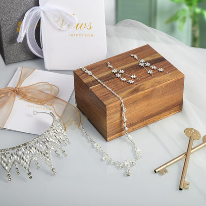 DRASTAR Wooden Keepsake Box, Large Acacia Storage Memory Box with a Hinged Lid for Crafts and Photo Storage