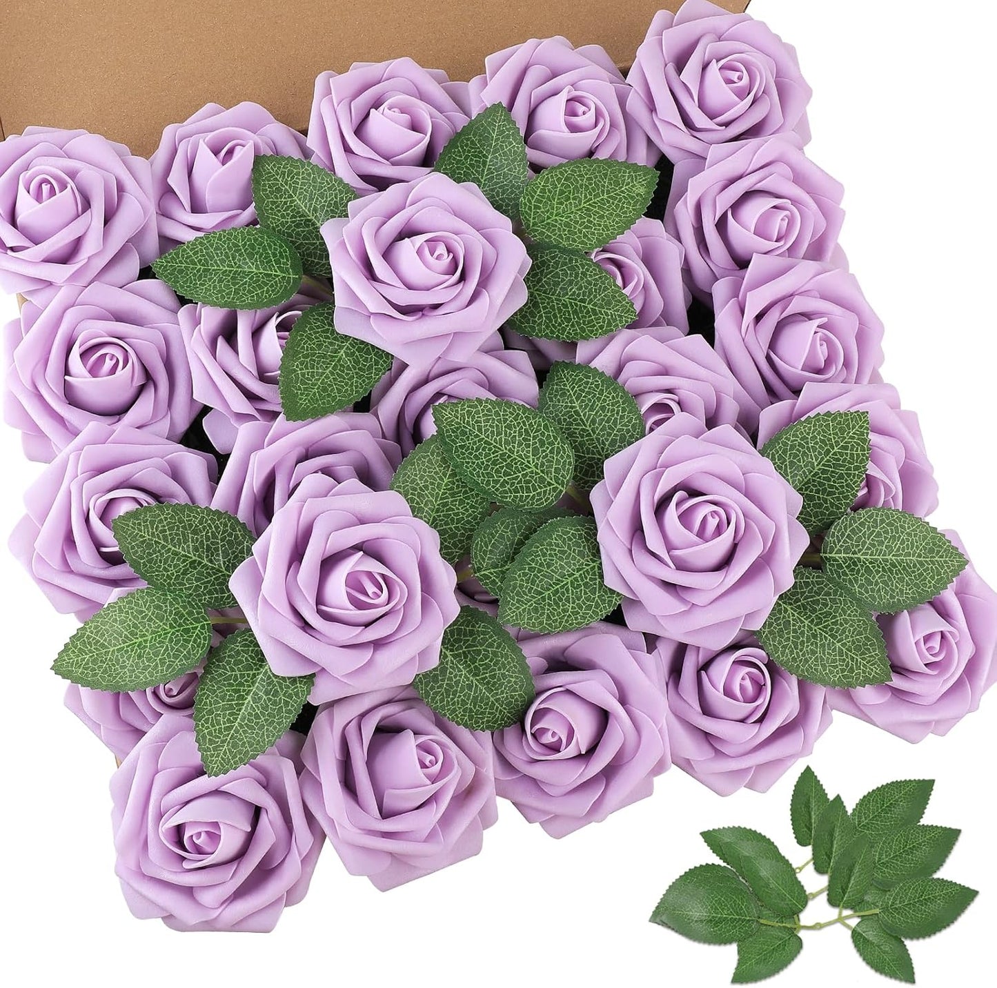 AmyHomie Artificial Flowers Dark Red Rose 25pcs Real Looking Fake Roses w/Stem for DIY Wedding Bouquets Centerpieces Arrangements Party Baby Shower Mothers Day Christmas Tree Decorations