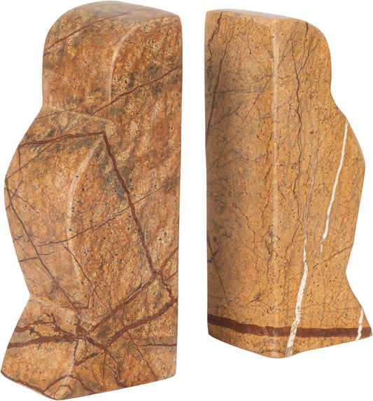 Creative Co-Op Decorative Travertine Wave Bookends, Natural, Set of 2
