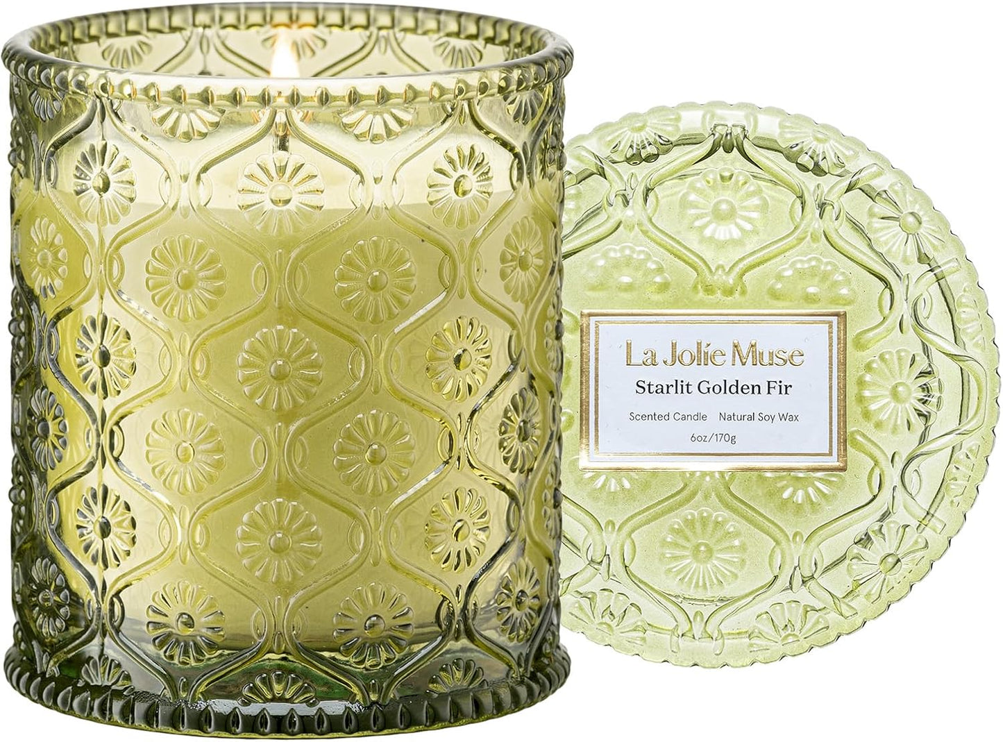 LA JOLIE MUSE Santal Rose Scented Candle – Saffron, Rose & Leather | 6 oz Natural Soy Wax | 40 Hours Clean Burn | Self Care Gifts for Women | Elegant Home Decor