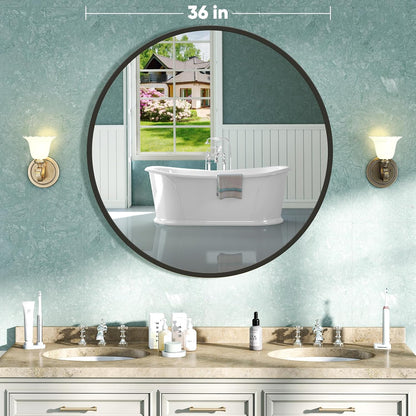 NEWBULIG Gold Round Wall Mirror 36 Inch, Bathroom Mirrors for Over Sink, Wall Decor for Bathroom, Entryway, Bedroom, Vanity