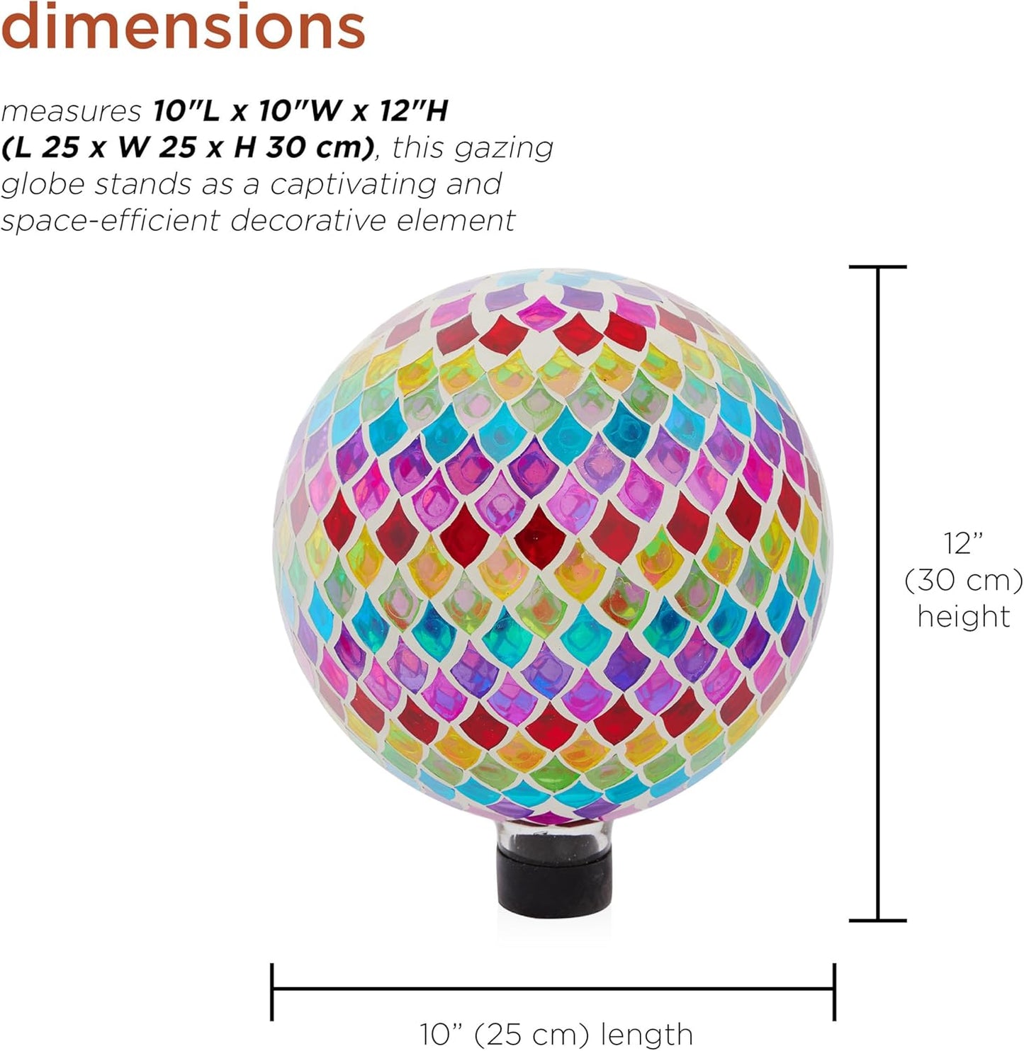 Alpine Corporation 10" Diameter Indoor/Outdoor Glass Mosaic Gazing Globe Yard Decoration, Purple Pearlized Petals Design