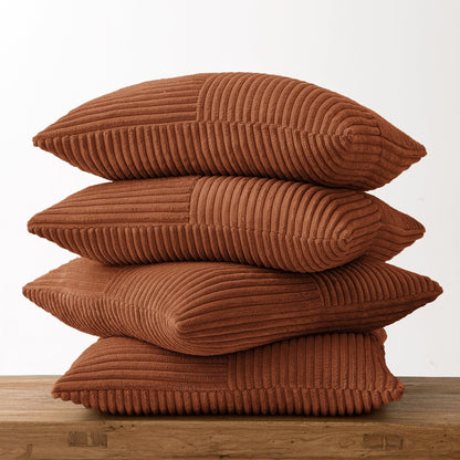 MIULEE Teal Orange Decorative Throw Pillow Covers 18x18 Inch Set of 4 Boho Corduroy Striped Cushion Cases Modern Farmhouse Patchwork Pillow Cases for Couch Sofa Bedroom Home Decor
