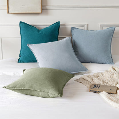 MIULEE Decorative Linen Euro Sham Pillow Covers 26x26 Cream White Boho Farmhouse Neutral Couch Throw Pillows for Bed Pack of 2 Accent Modern Pillowcase Sofa Livingroom Home Decor