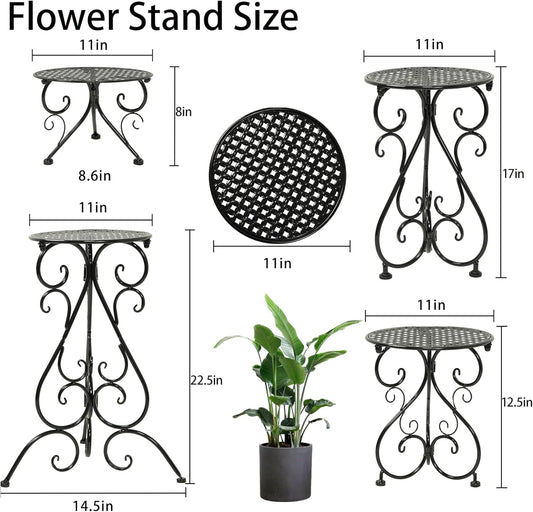 NAKUPE Plant Stand Indoor & Outdoor Flower Pot Stand 17" Tall Metal Plant Table,Single Planter Holder for Patio, Porch, Corner, Garden Decor, Balcony, Black(1 Pack)
