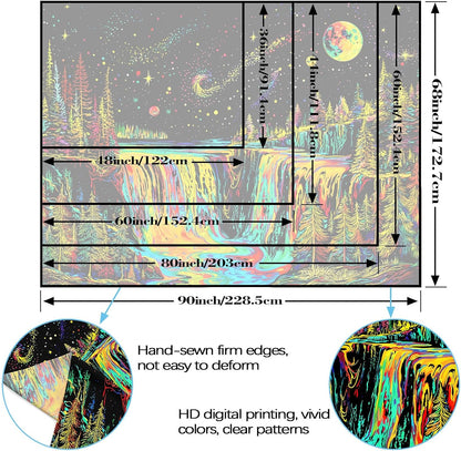 Zussun Black and White Tapestry Starry Night Mountain Tapestries for Bedroom Aesthetic Moon and Stars Tapastry's Wall Hanging Dark Nature Forest Wall Tapestry for Living Room Dorm (48'' × 36'')