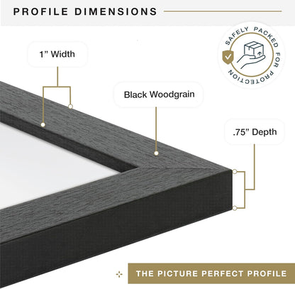 MCS Studio Gallery 16x24 Poster Frame Black Woodgrain Engineered Wood, Vertical & Horizontal Wall Hanging Large Picture Frame for Photos, Posters & Art Prints (1-Pack)