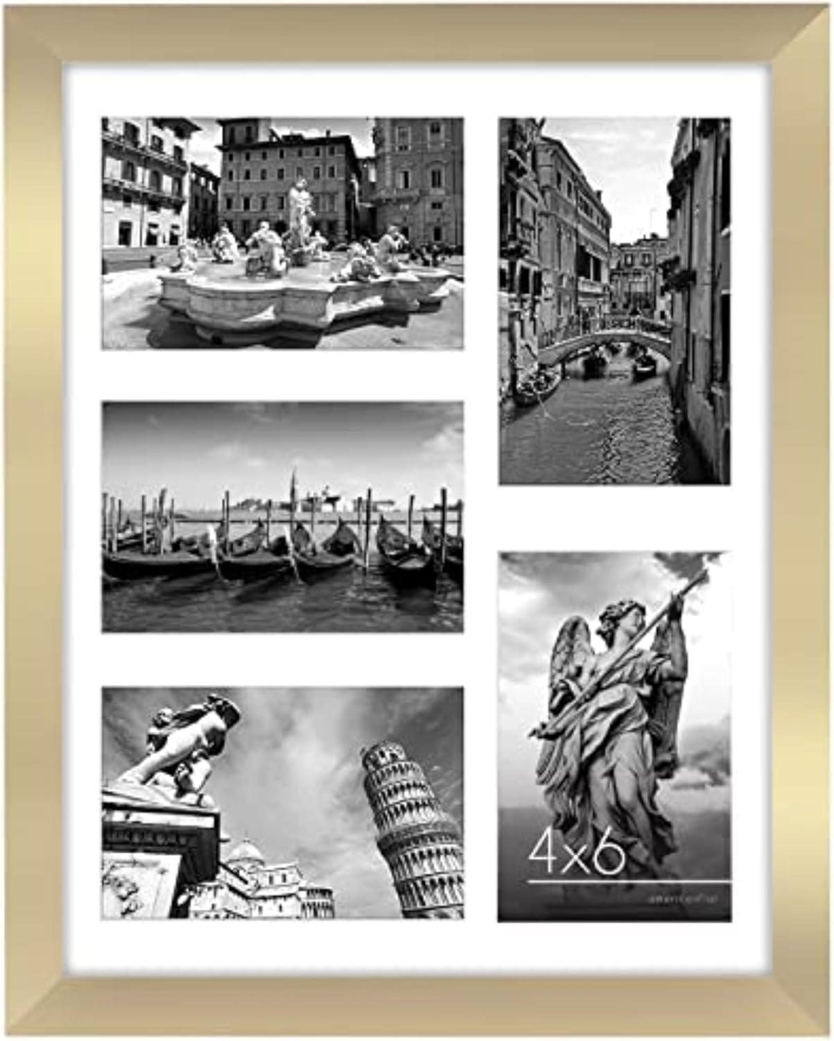 Americanflat 4x6 Collage Picture Frame with Shatter-Resistant Glass - Fits Five 4x6 Photos or Use as One 11x14 Picture Frame - Signature Collection - Collage Frames for Wall Display - Black