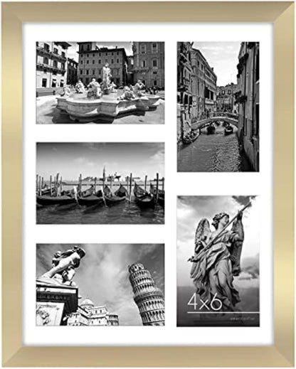 Americanflat 4x6 Collage Picture Frame with Shatter-Resistant Glass - Fits Five 4x6 Photos or Use as One 11x14 Picture Frame - Signature Collection - Collage Frames for Wall Display - Black