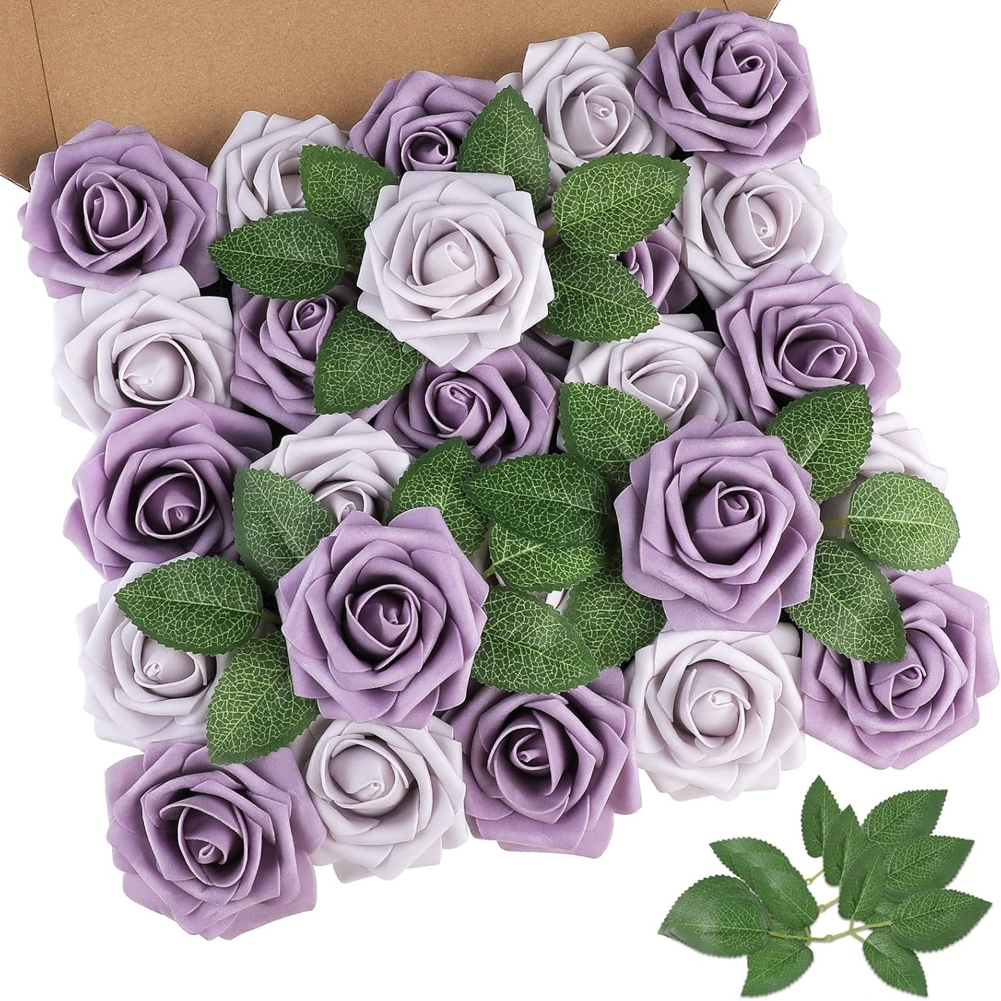 AmyHomie Artificial Flowers Dark Red Rose 25pcs Real Looking Fake Roses w/Stem for DIY Wedding Bouquets Centerpieces Arrangements Party Baby Shower Mothers Day Christmas Tree Decorations