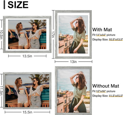 Vittanly 8x10 Picture Frames Set of 9, Shatter Resistant Plexiglass, Display 5x7 Pictures with Mat or 8x10 without Mat, Photo Frames for Wall or Tabletop, Engineered Wood, Black - Colors A