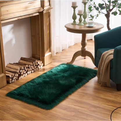 EasyJoy Ultra Soft Fluffy/Fuzzy Shaggy Area Rug Faux Fur Chair Cover Seat Pad for Bedroom Floor Sofa Living Room (2 x 6 ft Sheepskin, Beige)