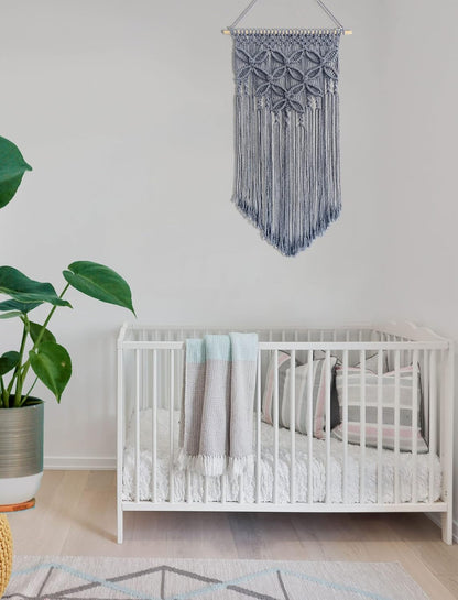 Handmade Cotton Home Decor Macrame Wall Hanging Navy