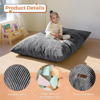 MAXYOYO 3 in 1 Kids Bean Bag Chair Couch, Convertible Chair Folds from Bean Bag to Lounger, Child Floor Sofa for Gaming, Reading, Floor Mattress with High-Density Foam Filling