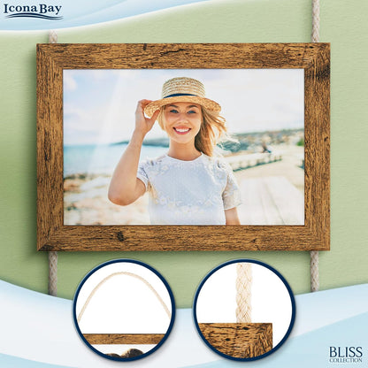 Icona Bay - 4x6 Wall Hanging Picture Frames Collage with 8 Openings - Distressed White, 2 Pack - Casual Style Engineered Wood Frames - Wall Mount Only - Bliss Collection