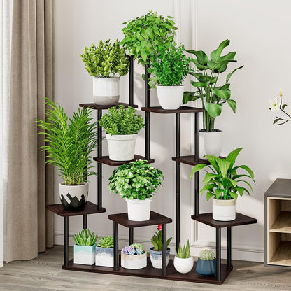 AZERPIAN Plant Stand 5 Tier Indoor Metal Flower Shelf for Multiple Plants Corner Tall Flower Holders for Patio Garden Living Room Balcony Bedroom, Black (5 Tier-Black)