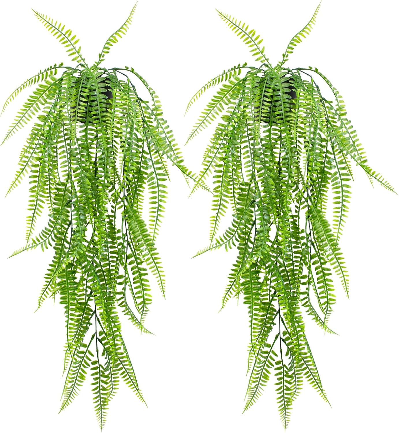LOYWREE Fake Plants Indoor Artificial String of Pearls Plant in Black Pots, Realistic Green Faux Succulent Hanging Plants for Shelf Decor Desk Home Garden Decorations