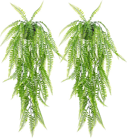 LOYWREE Fake Plants Indoor Artificial String of Pearls Plant in Black Pots, Realistic Green Faux Succulent Hanging Plants for Shelf Decor Desk Home Garden Decorations