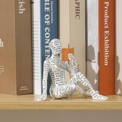 GRAPMKTG Home Decor Pulp Reading Women Thinker Statue Aesthetic Sculpture Room Decor Modern Abstract Decoration on Shelf Table Desk for Living Room Office Bedroom A