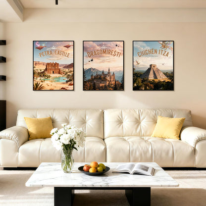 upsimples 24x36 Poster Frame Black 3 Pack, Scratch-Proof Picture Frames 24 x 36 for Photo Gallery - Slide-In Strips, Horizontal or Vertical Wall Mounting