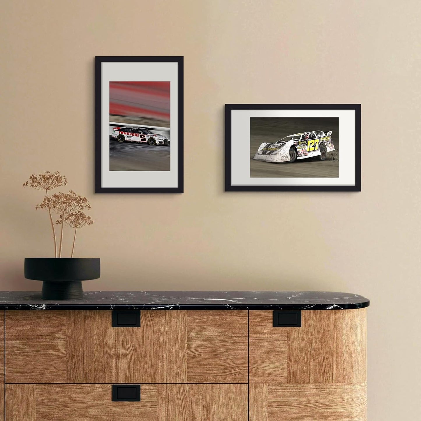 upsimples 8x10 Picture Frame, Display Pictures 5x7 with Mat or 8x10 Without Mat, Wall Hanging Photo Frame, Black, 1 Pack - Colors A