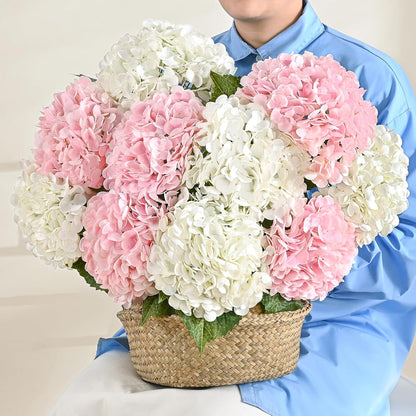MARTINE MALL 3Pcs 21in Hydrangea Artificial Flowers, Latex Real Touch Hydrangeas Lifelike Large Hydrangea Flowers for Home Decor Party Arrangements Wedding Bouquets Centerpieces (Blue)