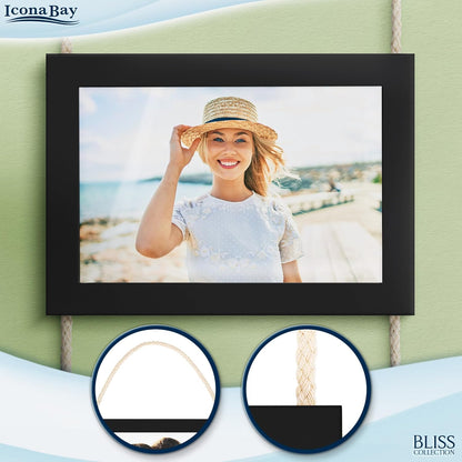 Icona Bay - 4x6 Wall Hanging Picture Frames Collage with 8 Openings - Distressed White, 2 Pack - Casual Style Engineered Wood Frames - Wall Mount Only - Bliss Collection