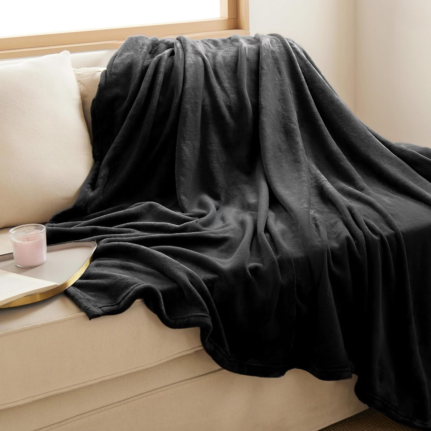 Bedsure GentleSoft Fleece Throw Blanket for Couch Grey - Lightweight Plush Fuzzy Cozy Soft Blankets and Throws for Sofa, Couch, Travel, Camping, 50x60 inches - Colors A
