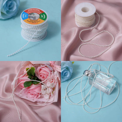 3mm Millet Beads Crafts Faux Pearl Beads Garland Pearl Bead Roll Strand of Pearls to Decorate Floral Centerpieces Wedding Party Favor Christmas Tree(33 Feet Ivory)
