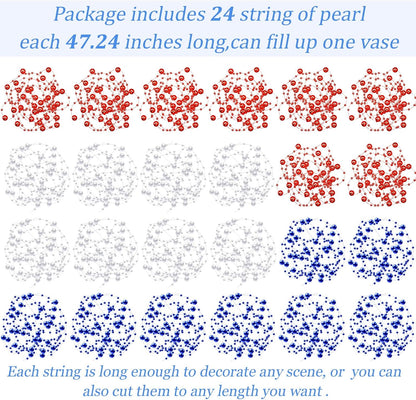 Tondiamo 24 Pcs Artificial Pearl String for Floating Candle Faux Pearls Beads String Garland Centerpiece Decoration for Vases Filler Wedding Spring Holiday Party Decor(Gold)