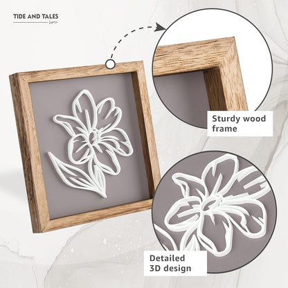 3D Floral Green Wall Art (Set of 2) Lightweight, Wooden Ready-to-Hang Boho Framed Wall Art for Bathroom, Bedroom, Living Room or Office – Premium Sage Green Farmhouse Decor – Gift-Boxed