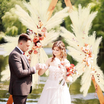 obbsie 50pcs Pink Faux Pampas Grass Decor, 21.6" Short Artificial Floral Branches Vase Filler Flower Arrangement for Home Wedding Boho Outdoor Decor