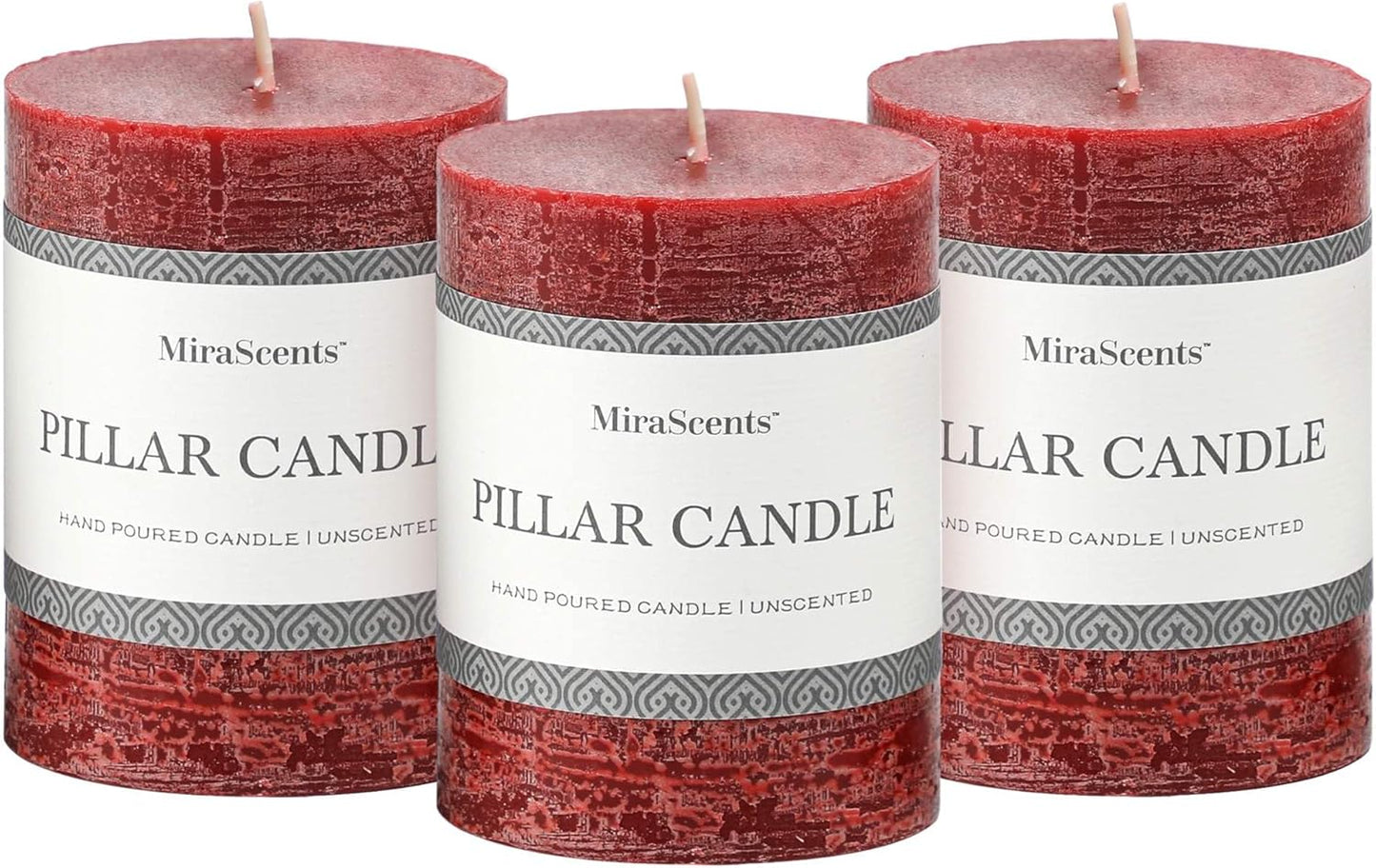3x6 Inch Sage Green Pillar Candles Set of 3 - Unscented Spring, Long Clean Burning, Large Smokeless Dripless for Home Decor, Dinner Table, Bathroom, Rustic Decor