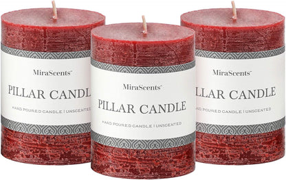 3x6 Inch Sage Green Pillar Candles Set of 3 - Unscented Spring, Long Clean Burning, Large Smokeless Dripless for Home Decor, Dinner Table, Bathroom, Rustic Decor
